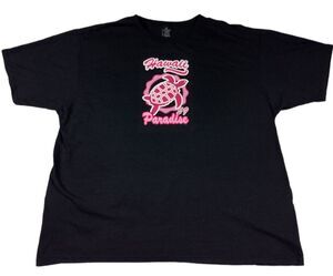 Hawaii 59 Paradise 2XL T-Shirt Cotton Black Pink Nautical Graphic Sea Turtle